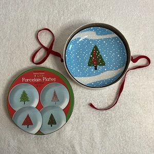 Boston Warehouse Festive Forest Porcelain Plates, Set of 4, 6 1/2”